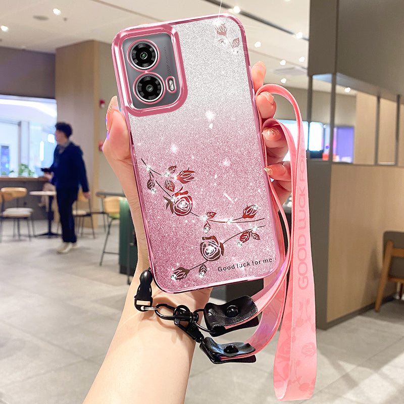 KADEM TPU Case for Motorola Moto G24 4G / Moto G24 5G Shell Glitter Sparkle Phone Cover with Lanyard KADEM TPU Case for Motorola Moto G24 4G / Moto G24 5G Shell Glitter Sparkle Phone Cover with Lanyard